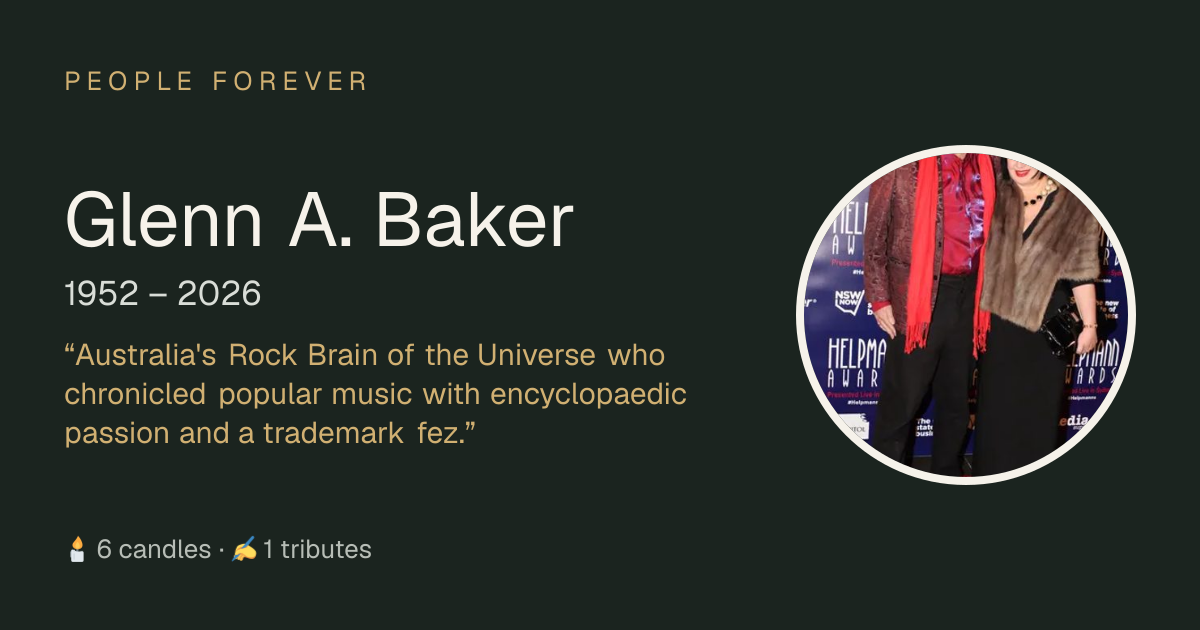 Glenn A. Baker (1952–2026): life, family and tributes